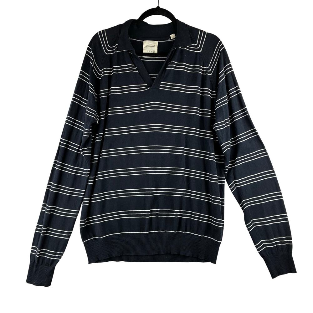 Billy Reid Sweater Mens 2XL Cotton Cashmere Knit Peru Striped Preppy Long Sleeve